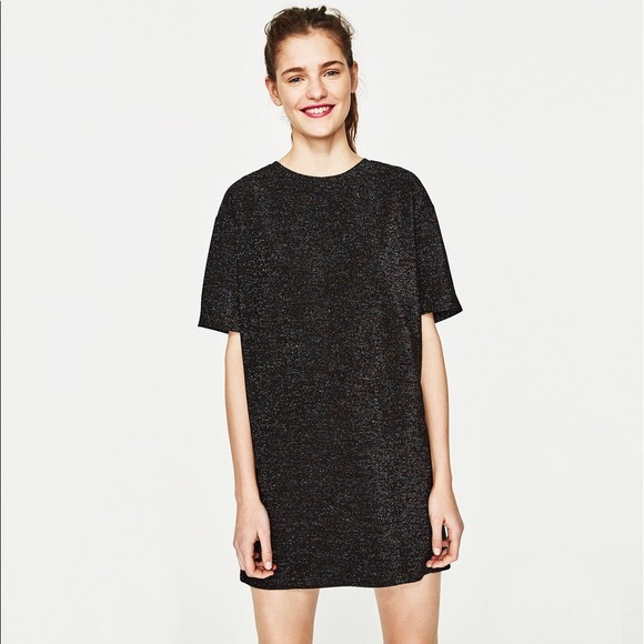 Zara Dresses & Skirts - Zara Shiny T-Shirt Dress